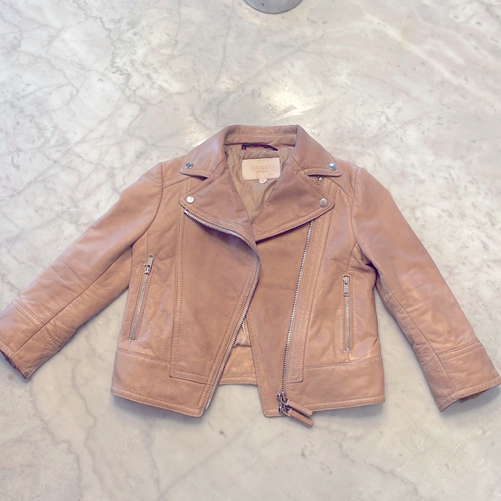 Gucci Kids Nappa Leather motorcycle jacket. Size 2. GUC! Toddler Luxury Jacket